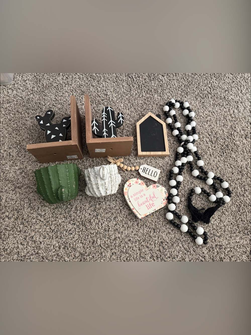Home Decor Assortment - Black & White and Cactus Decor
